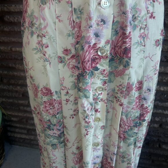 Karin Stevens Vintage 80s Rose Cottage Floral Lace Collar Shirtwaist Dress - Picture 7 of 16